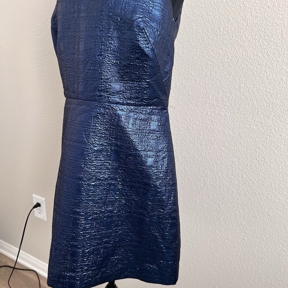 NWT 12 Milly Metallic Fit Flare Dress Sleeveless Textured Shimmer Party Wool - Picture 6 of 14